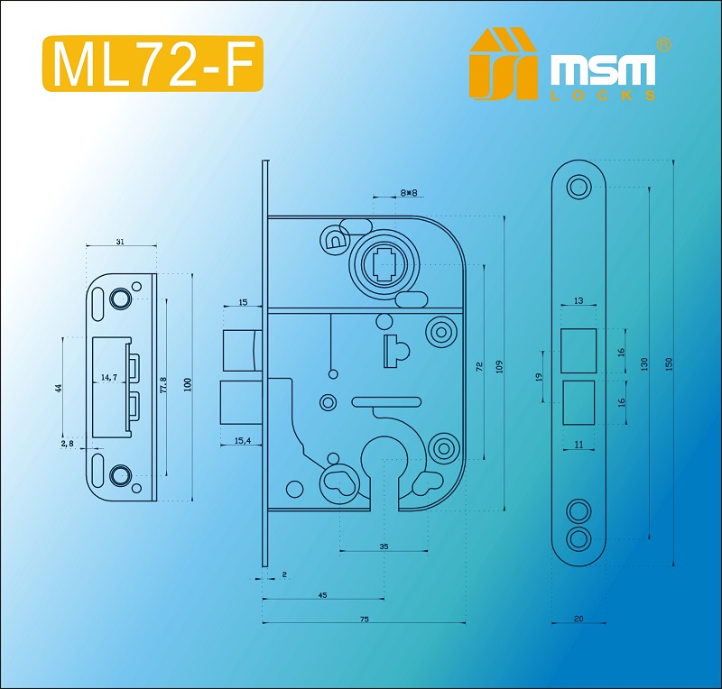  врезной ML72F (2018) с ответной планкой - Фурнитура для финских .